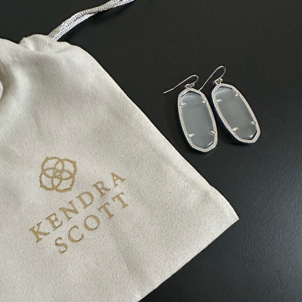 Elle Silver Drop Earrings in Slate Cats Eye